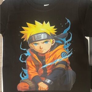 Kids Black T-Shirt with Anime Graphic
